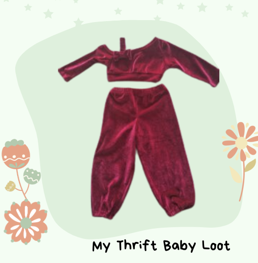 Like New velvet coord set (9-12 months)